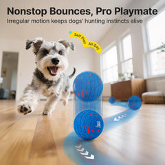 Potaroma dog ball toy in green mode, gentle bounce for longer play sessions.