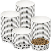Potchen paper dog bowls with a cute pattern for easy on the go meals.