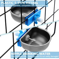 Potchen rabbit water bowl nipple drinker side view highlights durable 304 stainless steel construction.