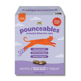 Pounceables Crunchy Cat Treats packshot in chicken flavor promoting hip and joint health.