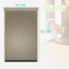 Poweka PAC11-11039 fit guide illustrating compatibility with Pet Safe Freedom doors