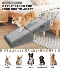 Powerful Xishan dog stairs on sofa enables easy, low-impact access.