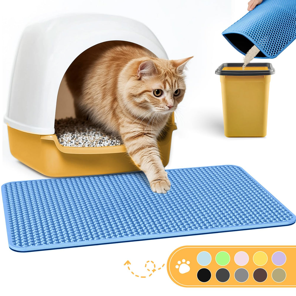 Powools cat litter mat with double-layer honeycomb design catching litter