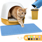 Powools cat litter mat with double-layer honeycomb design catching litter