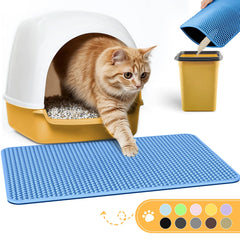 Powools cat litter mat with double-layer honeycomb design catching litter
