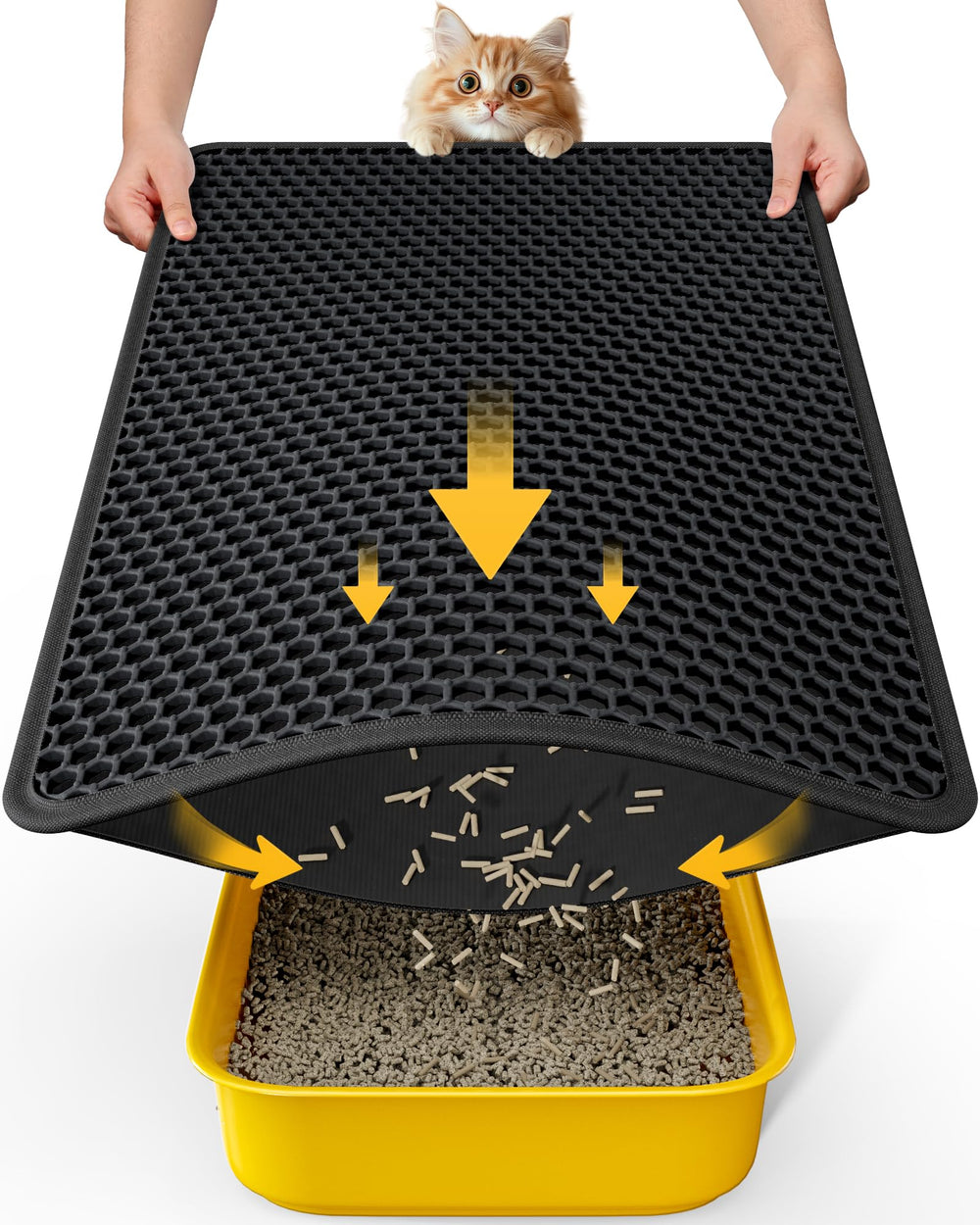 Powools cat litter mat 30x24 front view traps litter and protects floors.