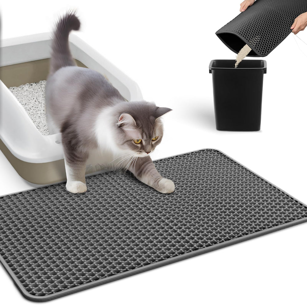 Powools cat litter mat double-layer design for easy litter recycling.