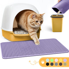Powools cat litter mat double-layer trap catches litter and keeps paws clean.