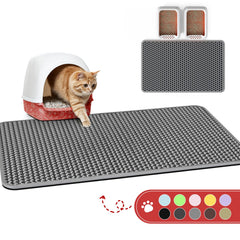 Powools cat litter mat front view shows wide coverage and litter trapping.