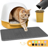 Powools cat litter mat with honeycomb double-layer traps litter efficiently under paws.