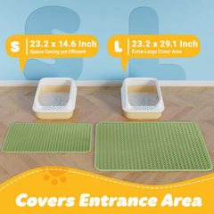 Powools litter mat presents waterproof bottom and non-slip backing to protect floors.