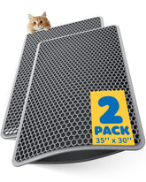 Powools 2-pack cat litter mats top view showing broad coverage and reduced tracking