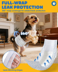 Powools male dog wrap with 360 wrap for secure, leak-free protection.