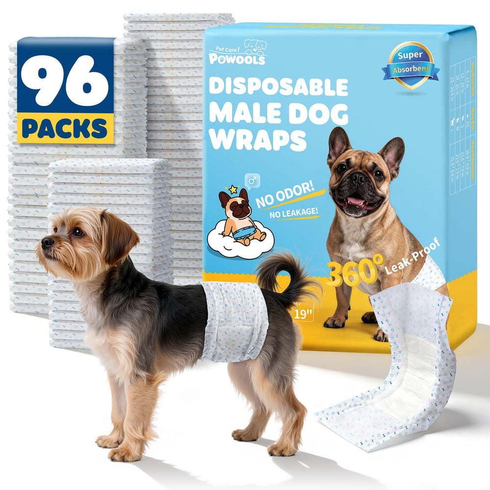 Powools male dog wrap with wetness indicator for quick status checks.