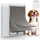 Powools Pet Door for Wall front view highlights durable steel construction.