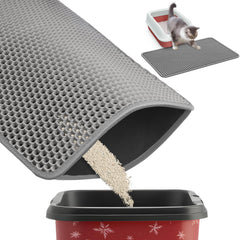 Powools cat litter mat top layer honeycomb design traps litter for cleaner floors.