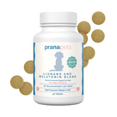 PranaPets bottle-front shows packaging and a palatable daily canine supplement.