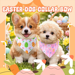 Preboun bulk dog bandanas shown on a small dog for Easter styling.