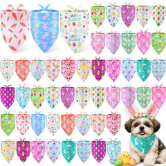 Preboun Easter dog bandanas display in 25 styles for festive outfits.