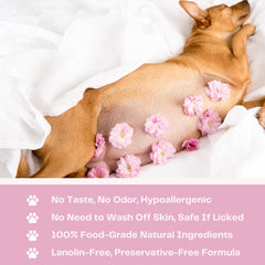 Close-up of lick-safe formula for safe nursing pets during feeding.