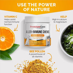 Premium Care label features bee pollen and kelp as natural ingredients