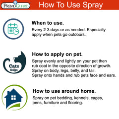 Stain- and odor-free spray ideal for bedding, carpets, and kennels.
