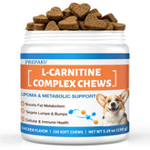 PREPAKU Lipoma Chews bottle front with chicken flavor for daily canine support