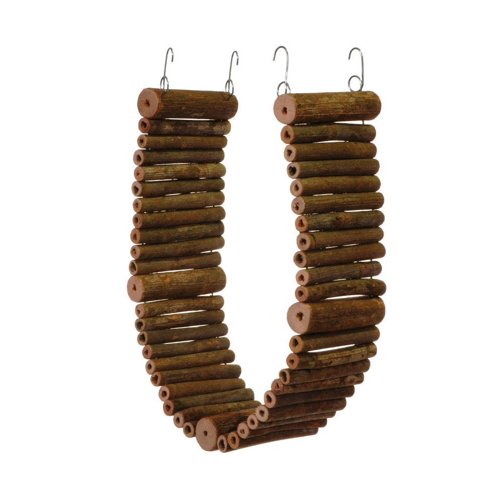Prevue Naturals Wonder Walk Bridge front view shows natural materials for engaging bird play.