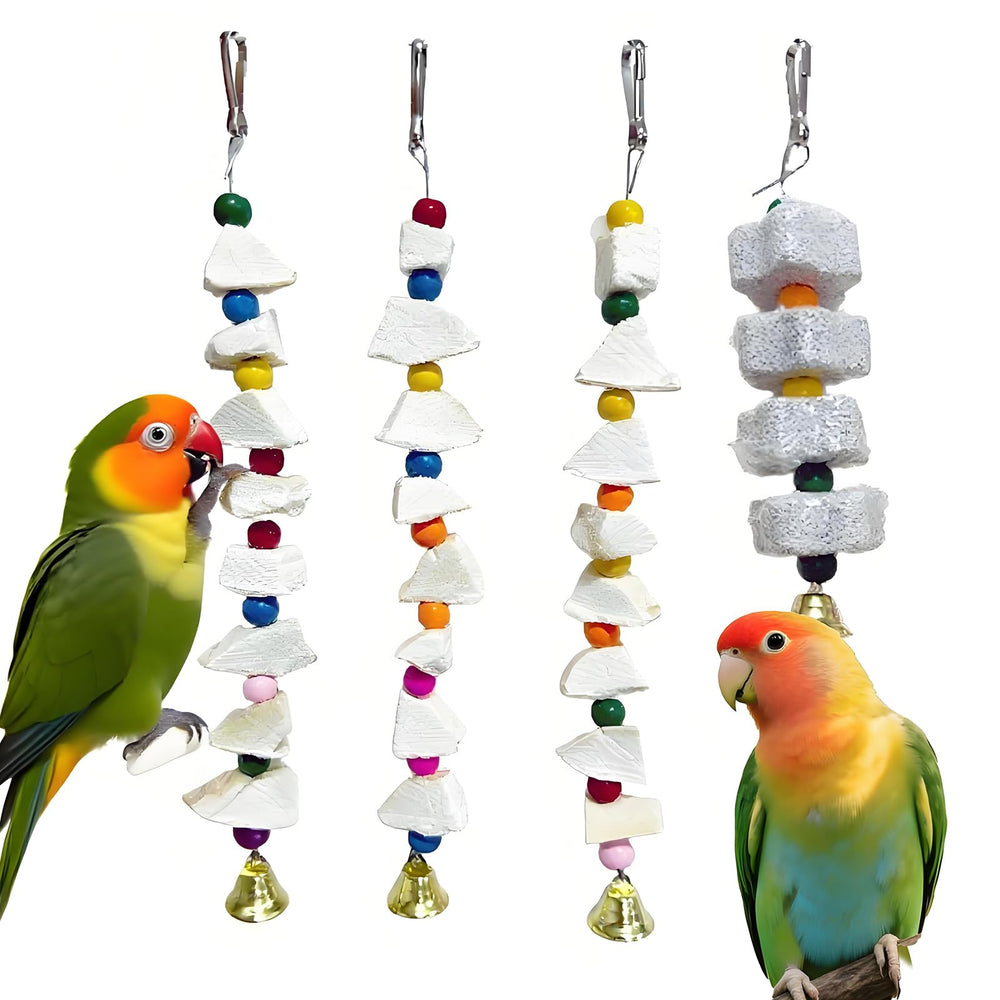 PRFOKEY parrot toys 4-pack with cuttlebone for healthy beaks