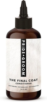 PRIDE AND GROOM Final Coat Conditioner bottle front with smoother, tangle-free coats.