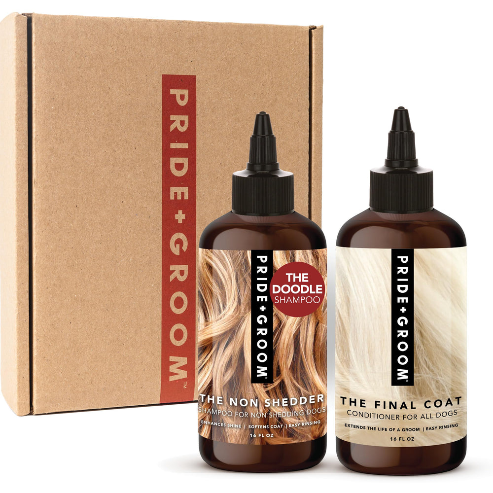 PRIDE AND GROOM box-set-packaging: ideal gift for dogs.