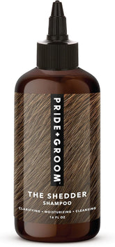 Pride and Groom The Shedder bottle close-up with flow-control AppCap for easy one-handed use.
