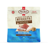 Primal Freeze Dried Duck Nuggets packaging shows premium protein for dogs