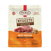 Primal Freeze Dried Beef Nuggets packaging highlights premium ingredients and quality production.