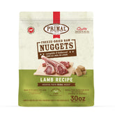 Primal Freeze-Dried Lamb Nuggets packaging, grain-free nutrition for dogs.