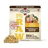 Primal Kibble in The Raw bag close-up showing convenient ready-to-serve raw protein.