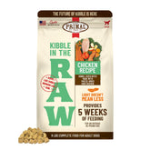 Primal Pet Foods Kibble in the Raw chicken bag ready to serve.