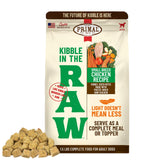 Primal Pet Foods Kibble in the Raw small-breed bag shows convenient freeze-dried protein for easy feeding.