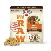 Primal Kibble in The Raw bag shown, ready-to-feed convenience for busy days.