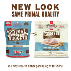 Primal Pet Foods rabbit nuggets served in a bowl show convenient meal or topper use.