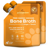 Primalvore chicken bone broth bottle supports mobility for dogs and cats.
