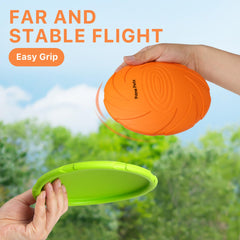 Prime Pets dog flying disc close-up shows natural rubber texture and safe material.