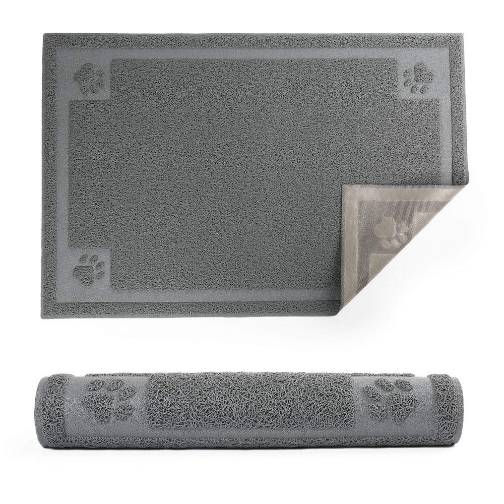 Prime Pets dog food mat waterproof 35in x 24in catches spills and protects floors.