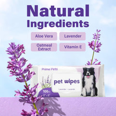 Prime Pets dog wipes for face, around eyes, and muzzle gentle cleansing.