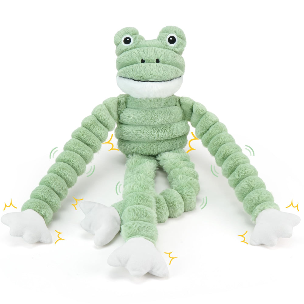 Prime Pets plush frog head, soft texture, durable play