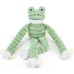 Prime Pets plush frog head, soft texture, durable play