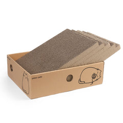 PrimePets Cat Scratcher wide box front view highlighting sturdy scratching surface.