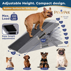 PRIORPET foldable wood dog ramp folds flat for compact storage.