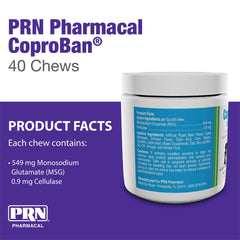Close-up of PRN CoproBan roast beef chews showing chewy texture ideal for easy dosing.