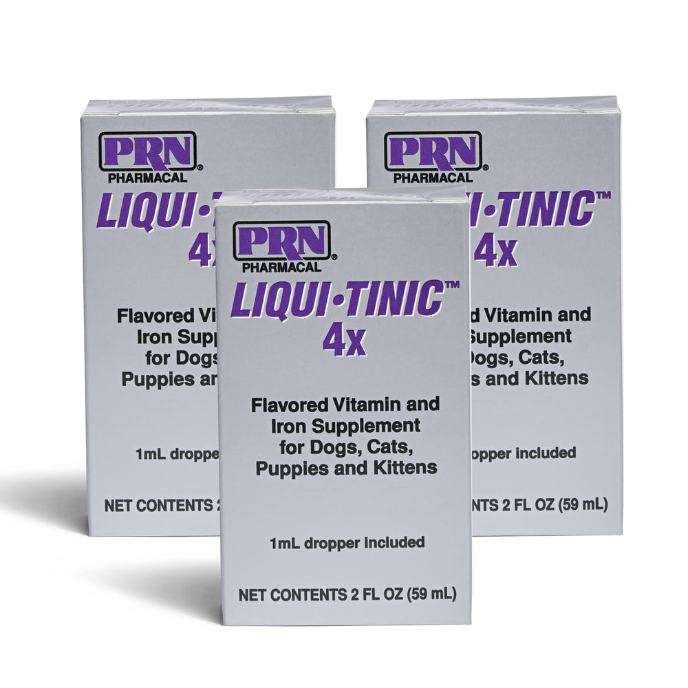PRN Liqui-Tinic 4X bottle front view confirms iron and B vitamin focus